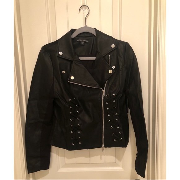 NWT Boston Proper Vegan Leather Moto Jacket - Picture 3 of 6